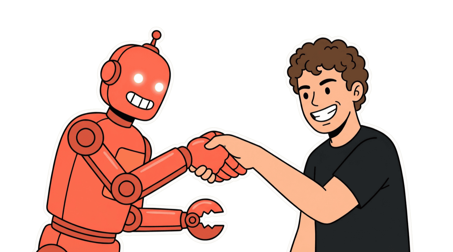 Michael Pavlovskyi and OpenClaw Bot shaking hands