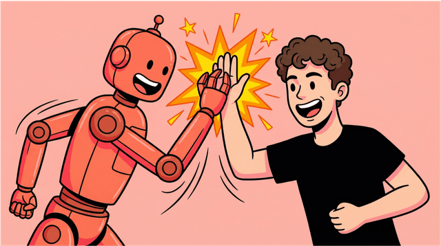 Michael and OpenClaw Bot celebrating with a high-five