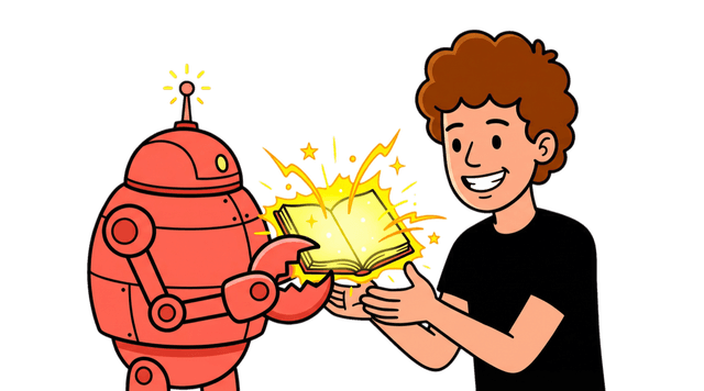 Michael and OpenClaw Bot exploring a glowing book of resources